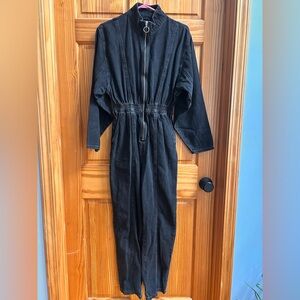 Topshop Denim Jumpsuit with Zipper Detail